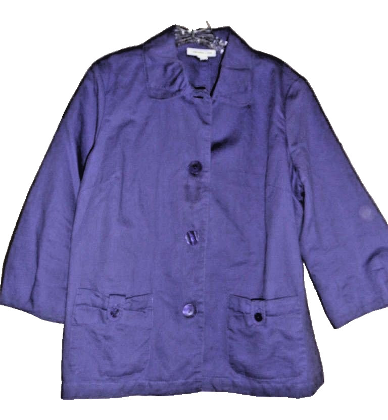 Blazer Jacket  SZ 14 Coldwater Creek Blue/Purple Cotton Linen-image