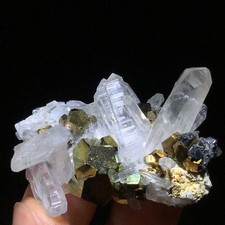 22g  symbiotic relationship between Indonesian pyrite and chrysanthemum crystal