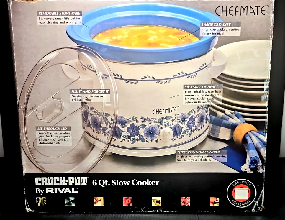 New Vintage 1995 ChefMate 6 Qt. Crock Pot by Rival Made in USA
Opens in a new window or tab