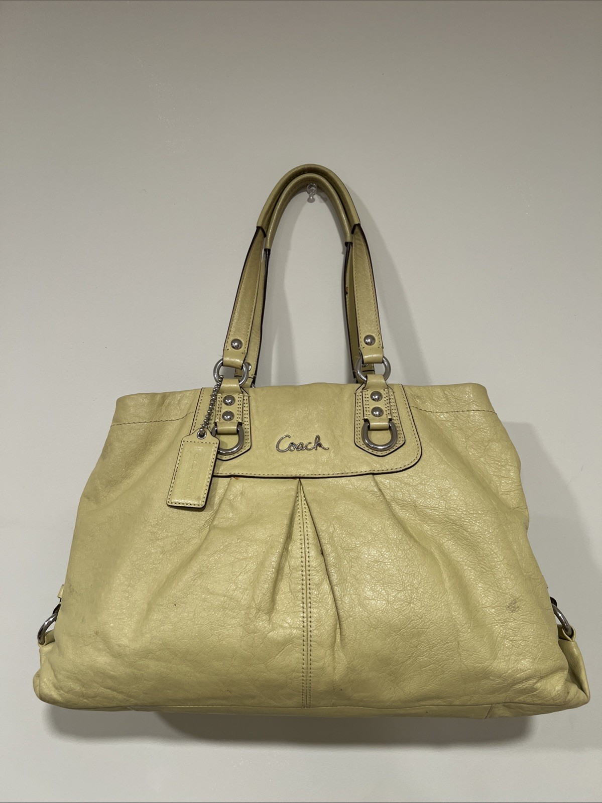 Coach Ashley Leather Satchel Handbag in Yellow