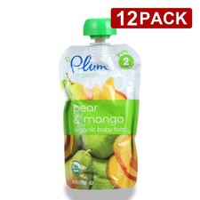 Plum Organics Organic Pear  Mango Baby Food Pouch 4 Oz Stage 2 12 Pack