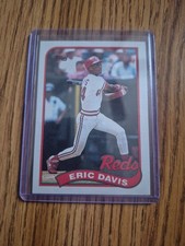1989 Topps Eric Davis Error Card White On Back Top Left And Bottom Left Corners