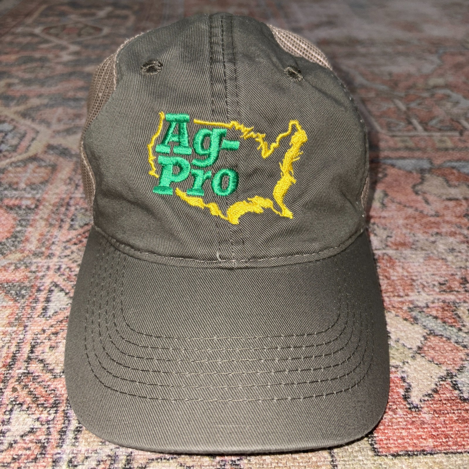 Ag-Pro John Deere Platinum Series Adjustable Trucker Hat Olive Tan OSFA Mesh Men