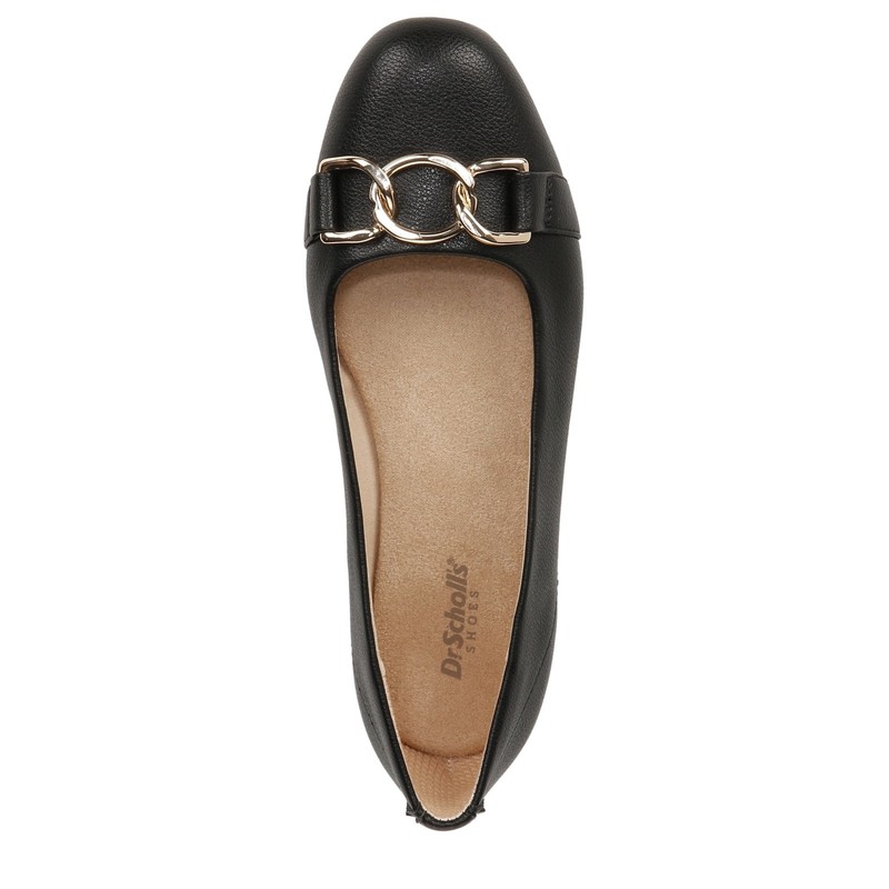 Dr. Scholl's Wesley Adorn Women's Black Ballet Flat w/ Gold Detail, Size 10, New