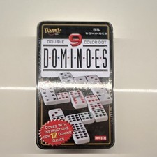 Fundex Double 9 Color Dot Dominoes 55 Tiles Tin w/ Instructions Ages 6  Up