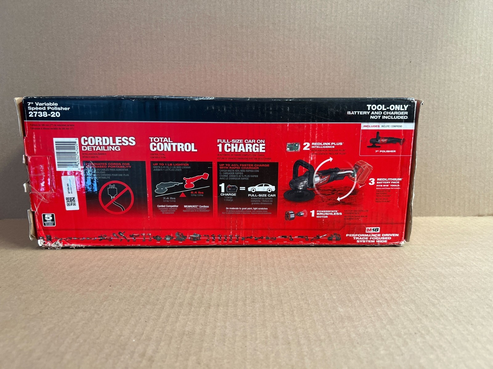 [NEW] (2738-20) Milwaukee M18 FUEL 18V 7" Variable Speed Polisher (Tool Only)