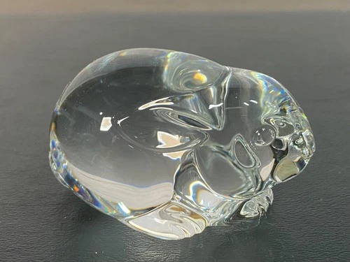 Steuben Art Glass Rabbit Hand Cooler Paperweight Figurine Sculpture # 5523