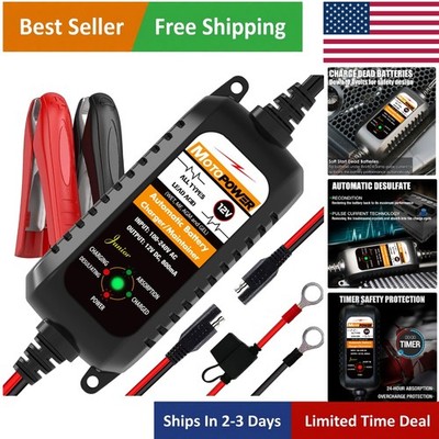 Efficient 12V Battery Charger with Desulfator & Timer -  Certified Safety