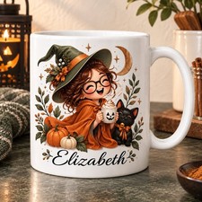 Personalized Halloween Ghost Mug, Custom Name Coffee Cup, Spooky Gift