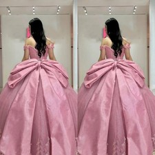 Quinceanera Dresss Big Bow Custom Color Sparkly Sweet 15 Pink Dress Accessories