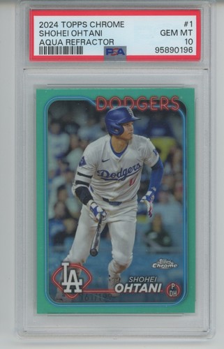 PSA 10 SHOHEI OHTANI 2024-25 Topps Chrome #1 AQUA REFRACTOR SP 161/199 Dodgers