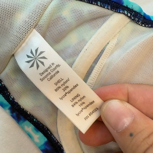 Athleta Bikini Top Halter Swim Top Blue Patterned Swimwear Beach Size 36 B/C - Picture 7 of 7