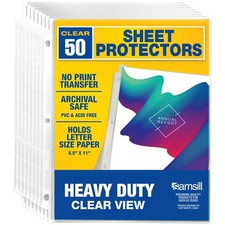 50 Pack Heavy Duty Sheet Protectors, Crystal Clear, 8.5x11 Inch Page Protecto...
