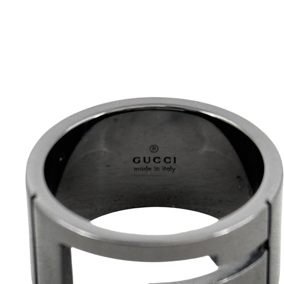 GUCCI Gリング Auth GUCCI Black Coating Sterling Silver Branded G Ring JX747 | eBay