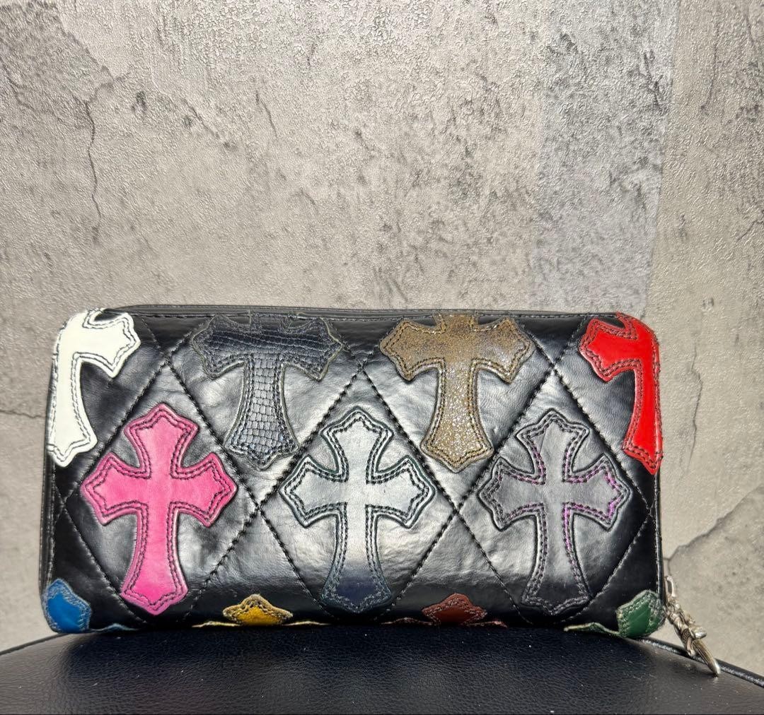 Chrome Hearts ZIP Long Wallet Leather logo Black multicolor fashion goods Mens thumbnail 2