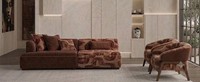 3-Sitzer Sofa 2X Sessel Braun Wohnzimmer Stil Modern Komfortabel