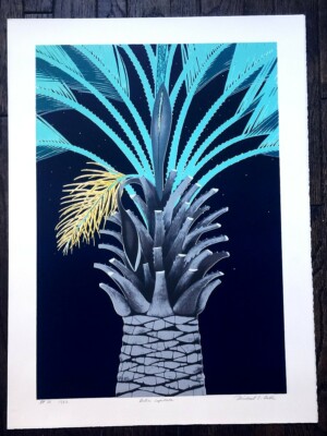 Michael E Arth Signed Ltd 1982 Serigraph ''Butia Capitata'' Palm Trees + COA