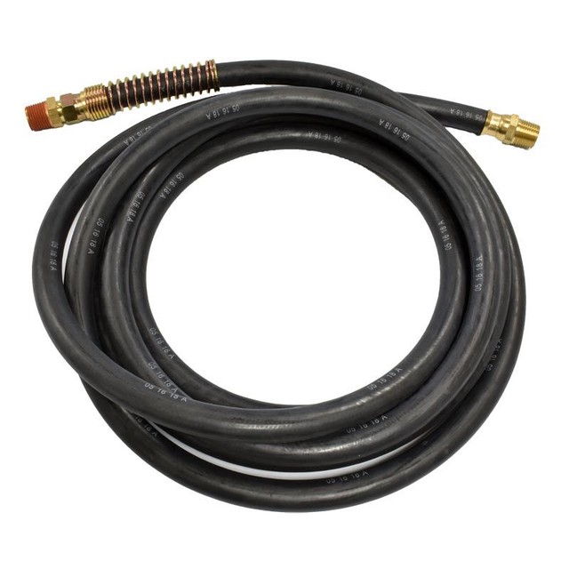 455144 12' Black Rubber DOT Air Brake Hose, 3/8" ID With 1/2" NPT