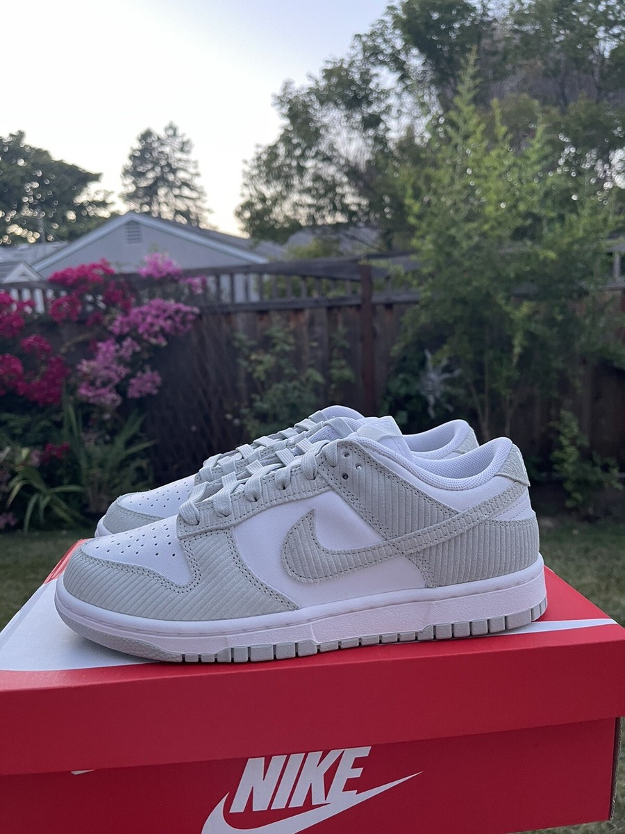 NEW Nike Dunk Low Light Silver Corduroy Size 8.5 Women display picture 3