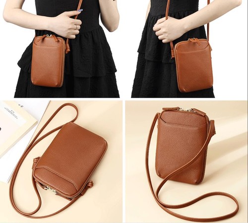 Women Girls Genuine Leather Small Crossbody Cell Phone Purse Shoulder Bag Wallet - Picture 11 of 20