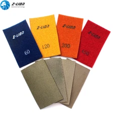 4Pcs Electroplated Diamond Hand Polishing Pad Hook&Loop Backed Sandpaper 90*55mm