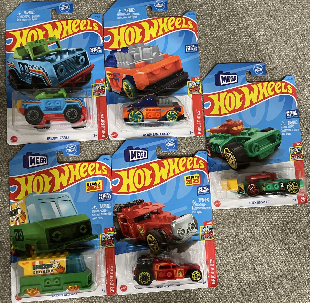 2022 HOT WHEELS “BRICK RIDES” Complete Set #1-5~HARD TO COLLECT