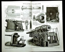 1894.OLD PRINT: LAST GUNS..CANNONS.etc - NEWEST GUNS.LITHOGRAPH.