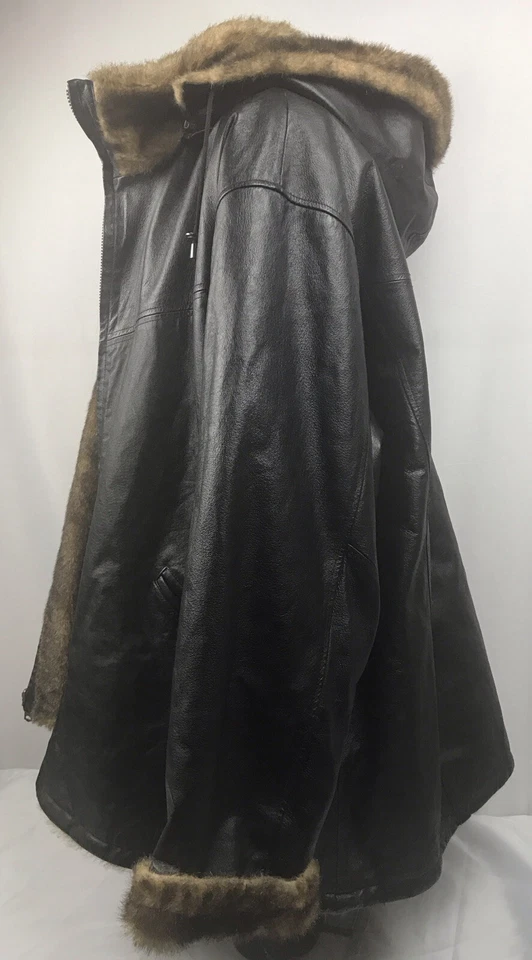Hip-Hop Vintage Reversible Hooded Coat Faux Fur & Leather Men’s 3XL BMF inspired - Image 4 of 4