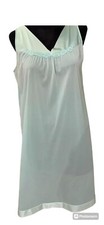 Vintage Vanity Fair Nylon Silky Nightgown Mint Green Sleeveless SZ Large READ