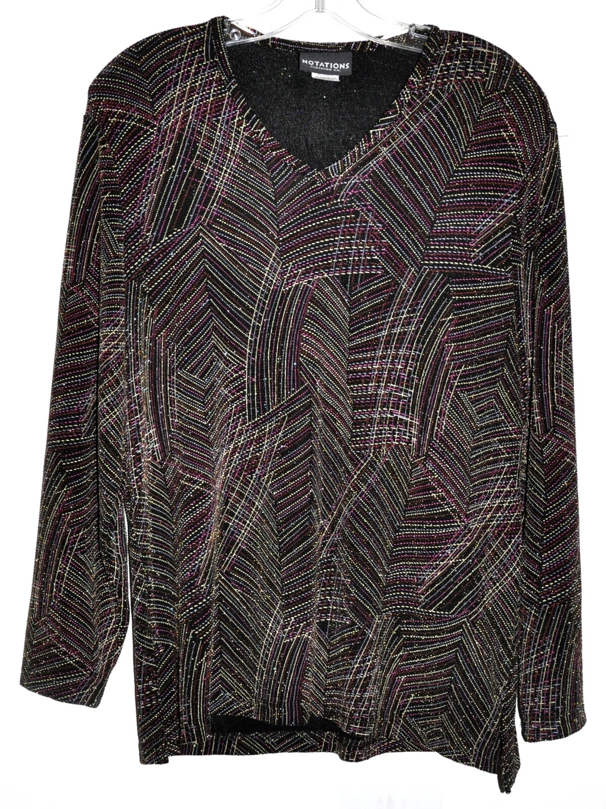Notations Textured Shimmer Thread Long Sleeve Blo… - image 1