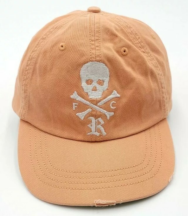 Ralph Lauren Rugby Hat/Cap FC Skull/Crossbones Pastel Orange Sz