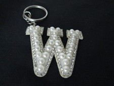 LETTER W INITIAL FAUX PEARL KEYCHAIN