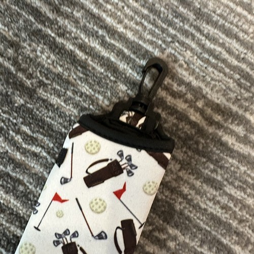 Golf Ball Bag Golf Tees Holder Snap Clip Hold 3 Golf Balls & 3 Tees White w/Flag - Picture 11 of 15