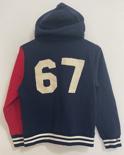 NWT Polo Ralph Lauren Kids Zip Hoodie Medium 10–12 Red Navy Varsity 67 Full Zip - Picture 3 of 6