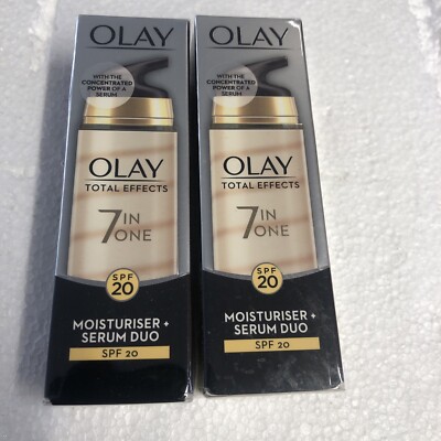 2 x Olay Total Effects 7 in 1 LSF 20 Feuchtigkeitscreme + Serum Duo 40ml, Neu