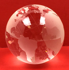 FOUR Etched Glass Globes, World Maps Set of 4: Clear, Black, Green, Blue