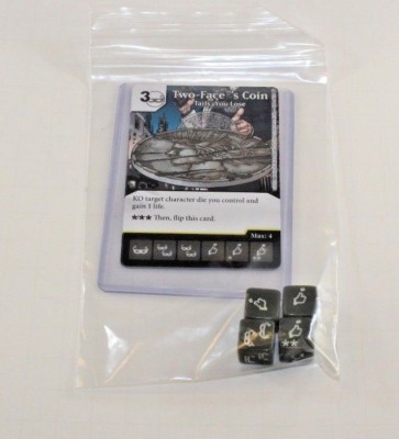 DC Dice Masters Batman * TWO-FACE'S COIN * Set RARE Uncommon CUR + 4 DICE