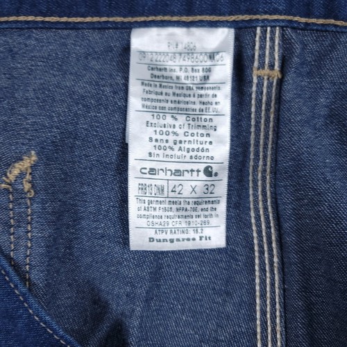 Carhartt FR Jeans Mens Size 42x32 (40x32) Blue Flame Resistant Dungaree FRB 13 - Picture 10 of 12