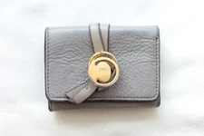 Chloe Leather Wallet compact fold gray Alphabet Authentic from JAPAN