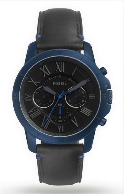 grant chronograph black leather watch