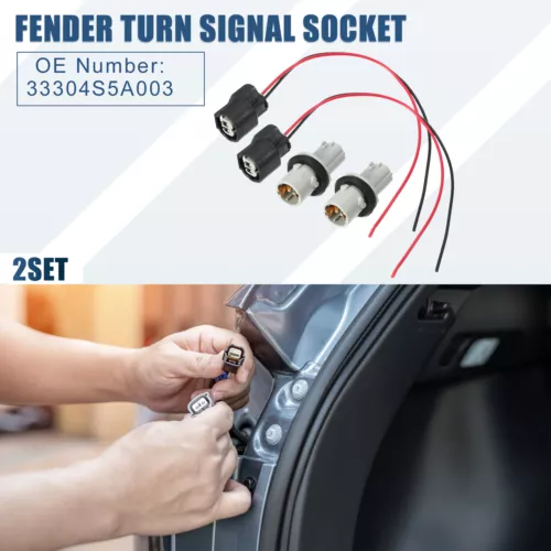 Fender Turn Signal Socket w/ Wire Harness for Honda CRV 2015-2016 (Set of 2)