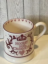 Emma Bridgewater HOORAY FOR CHARLOTTE COFFEE Mug  Hearts Royal Baby  PINK UK