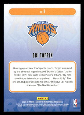 Obi Toppin 2020-21 Absolute Memorabilia Rookies Yellow Card #8 New