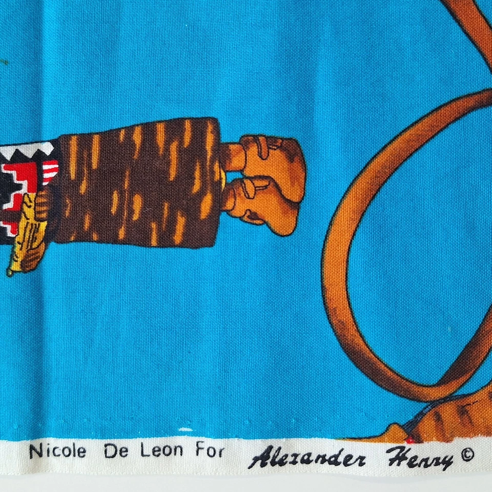 Kachina Southwestern Blue Nicole De Leon Alexander Henry Cotton Fabric 25"Lx42" - Image 2 of 4