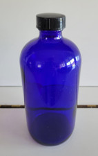 COBALT BLUE GLASS BOTTLE BOSTON ROUND APOTHECARY MEDICINE BOTTLE 6.75 INCH 16OZS