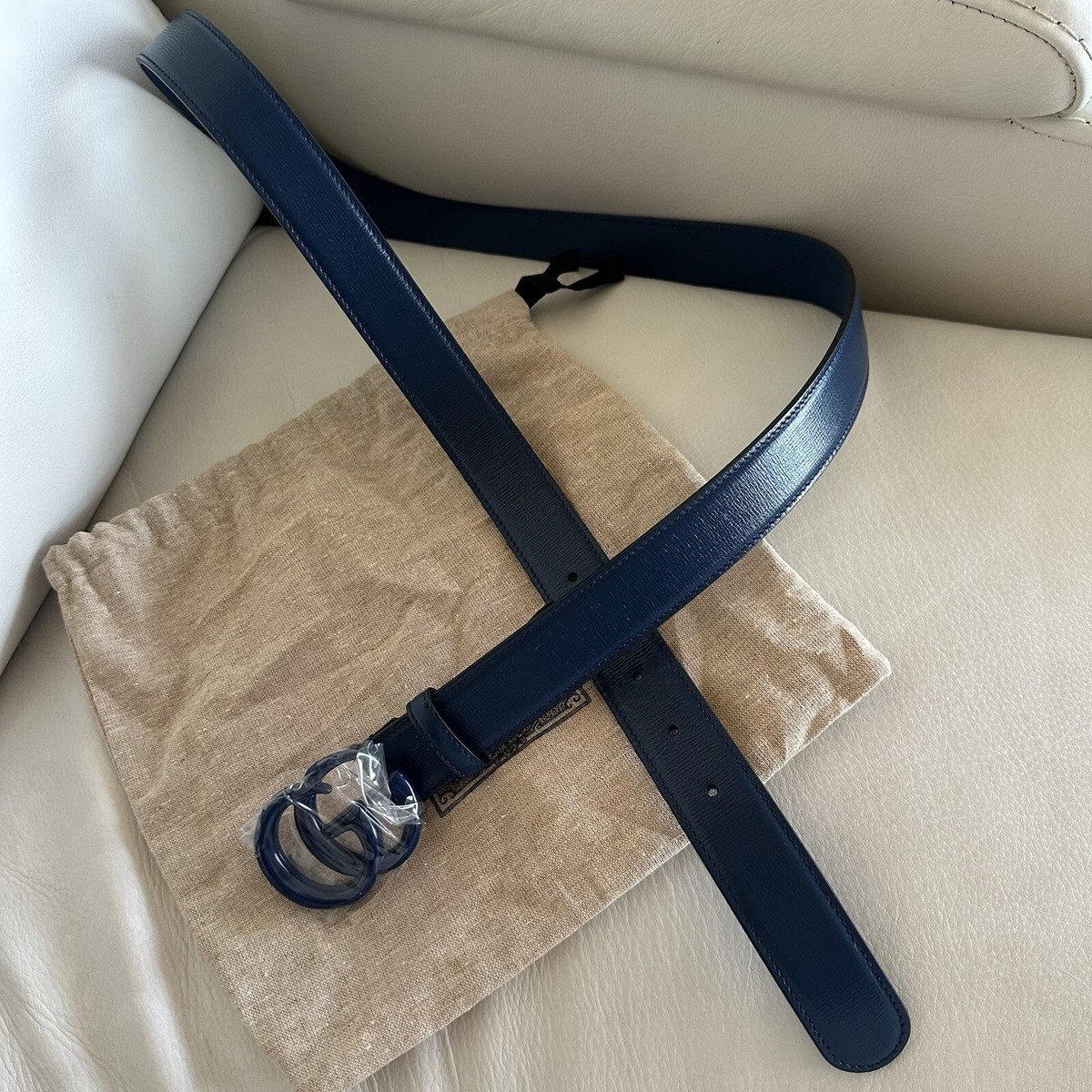 NEW GUCCI BLUE MARMONT BELT GG SIZE 75 Cm 30 In 100  display picture 2