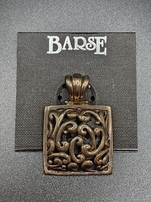 BARSE 925 Sterling Silver Vintage Signature Floral Scroll Shadow Box  Pendant - Main Image