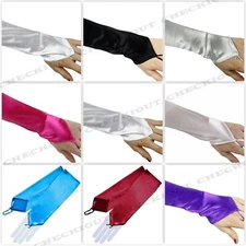 Fingerless Gloves 11" Bride Elbow Wedding Party Prom Dress Satin Bridal Costume