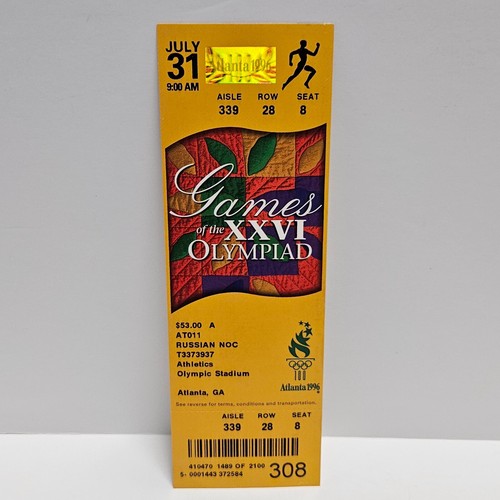 Atlanta Olympics Unused Ticket ~ 7/31/1996 ~ Athletics RUSSIAN NOC ~ Very Rare ~