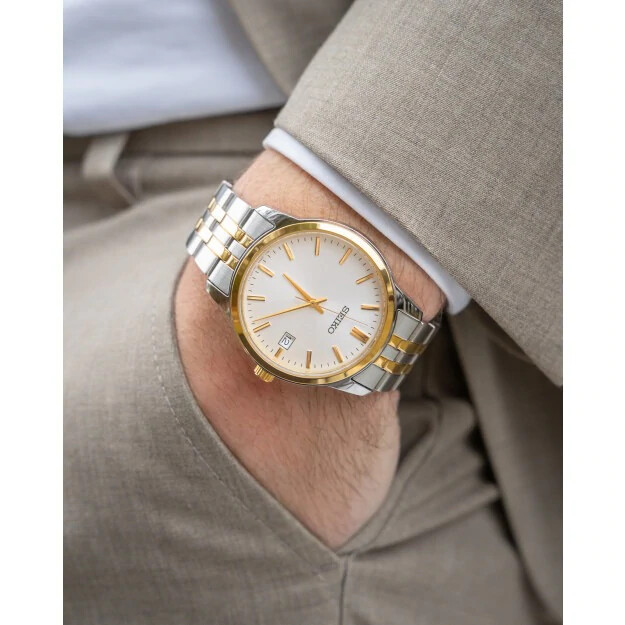 SEIKO 7N32-0150(A4)AN QUARTZ WATCH Sliver W/ Gold Color